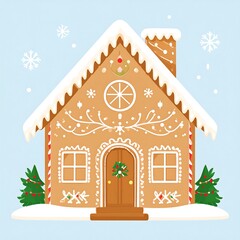 Cute gingerbread house, festive design