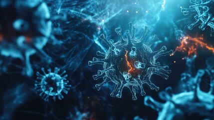 virus abstract depiction of pandemic simulation model