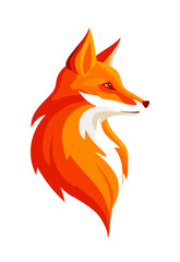 Obraz premium Vibrant orange and red stylized fox head vector illustration. Modern wild animal profile for branding, logos, and graphic design.