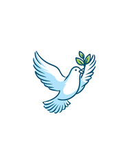 Obraz premium Symbol of Peace: White Dove in Flight Carrying a Green Olive Branch, Hope, Freedom, and Purity Vector Illustration