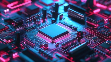 Obraz premium chos 3d render style of a malfunctioning microchip