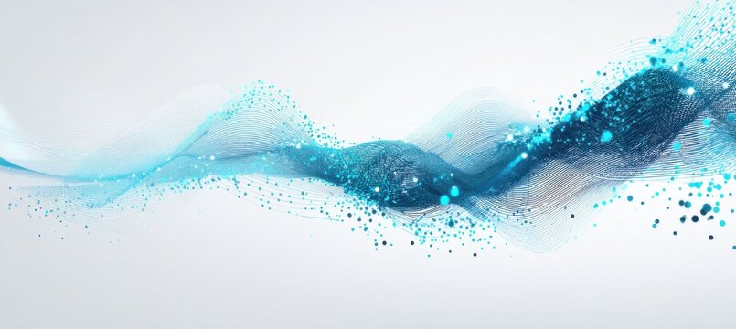 Abstract design with flowing turquoise and gray elements