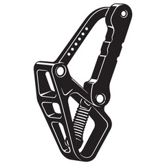 black and white silhouette of belay device vector on white background
