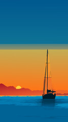 Naklejka premium sailboat on the sea