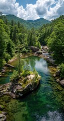 Fototapeta premium Verdant river valley