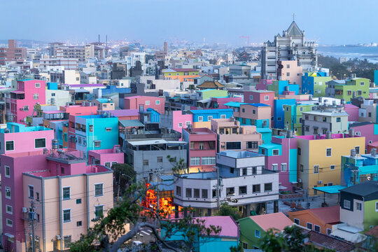 the townscape of Cijin at Kaohsiung, colorful block house