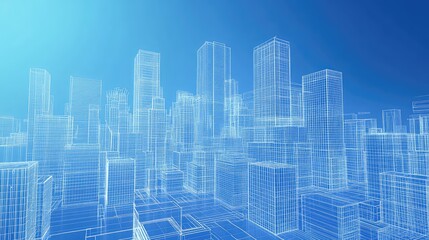 Obraz premium architecture focusing on the city skyline property blueprint view