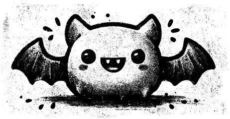 Cute cartoon bat character for Halloween decoration on transparent background, png image