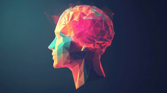 simulation low poly style mental health icon simulation