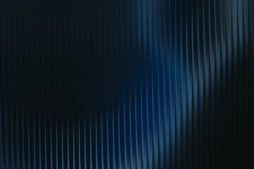 Illustration of dark abstract background featuring a vertical ribbed texture with subtle blue light accents, conveying a sophisticated and modern aesthetic, abstract glass stripe gradient background