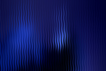 Illustration of deep blue abstract background with vertical wavy lines and illuminated highlights, suggesting depth and fluidity, abstract glass stripe gradient background
