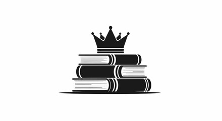 Crowned Stack of Books Flat Vector Icon for Education and Wisdom