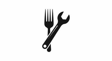 Fototapeta premium Fork and Wrench A Flat Vector Illustration Representing Tools and Utensils
