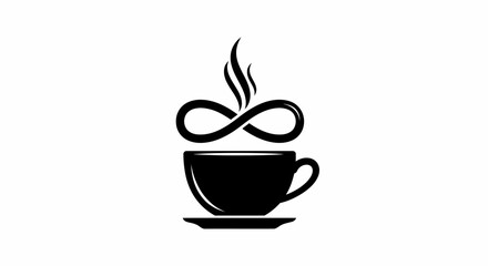 Obraz premium Flat Vector Coffee Cup Infinity Logo Design