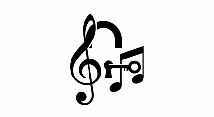 Fototapeta premium Musical Key Flat Vector Illustration of Clef and Note Design