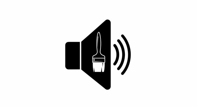 Flat vector icon of a speaker with a paintbrush