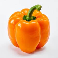 Isolated vibrant orange bell pepper with vivid detail on a clean white background