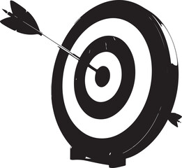 Target with Arrow Hitting Bullseye, Isolated on Vector Illustration