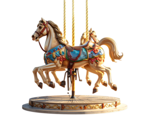 Vintage Merry-Go-Round with Horses PNG