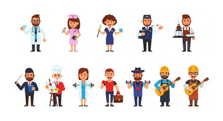Set of different profession characters vector illustration
