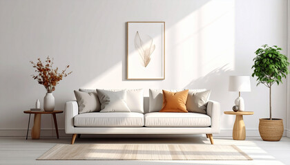 Fototapeta premium Minimalist Sofa Setup for Eco-Friendly Home 2025