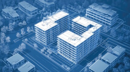 layout blueprint style multi unit complex assembly