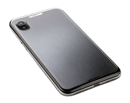 Angled View of Contemporary Gray Smartphone, isolated on a white background