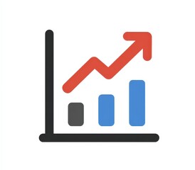 Red and Blue Bar Graph Showing Growth