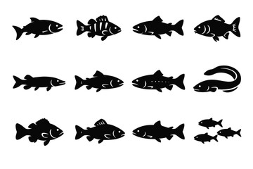 Fish icon vector tail freshwater icons body catfish river eel swimming fin