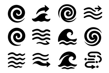 Swirl gyre spiral vector directional icon lines wave icons water currents ocean