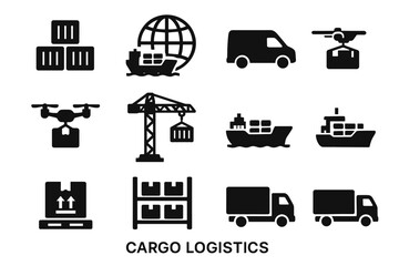 Logistics container blocks shipping vector stacked cargo icon global crane icons package