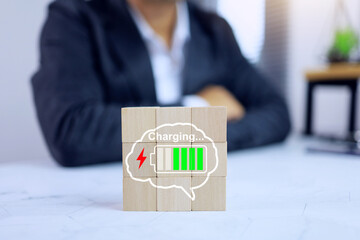 The concept of recharging a brain implies taking a break or gaining more knowledge to be able to fight back against bad people and solve problems at work