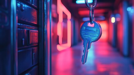 sci cyberpunk style rotating house keys