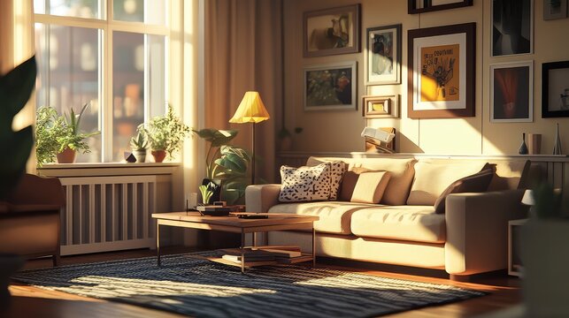 blender creating a low poly style interior living room