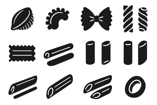 Shapes icon icons lasagnette gallo occhietti di fusilli farfalloni mezze pasta vector