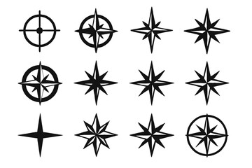 Compass icon rose collection geometric nautical circle winds points design vector