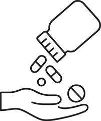 Hand holding pills bottle medical care healthcare concept illustration