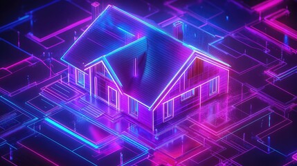 design creating a neon glow style homeownership certificate