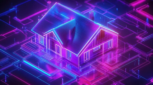 design creating a neon glow style homeownership certificate