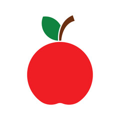 Minimal Red Apple Icon Isolated on White Background – Flat Vector Fruit Illustration
