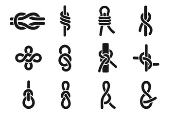 Obraz premium Jib sailing chain double knot overhand icon beckett icons warp vector hitch