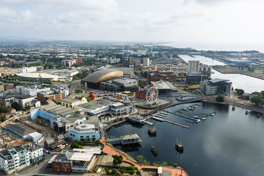 Aerial view of Cardiff Bay, the Capital of Wales, UK 2025
