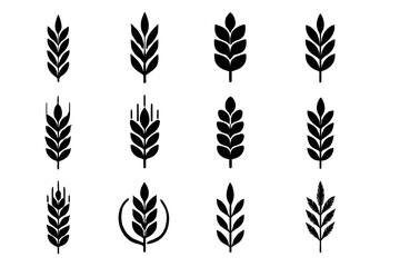 Cereal set grain ear layering classic vector icon rustic minimal stylized wheat