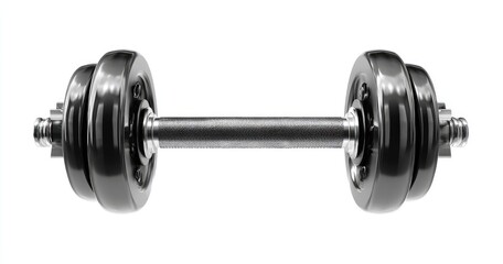 Fototapeta premium Pair of black and gray dumbbells, isolated on white