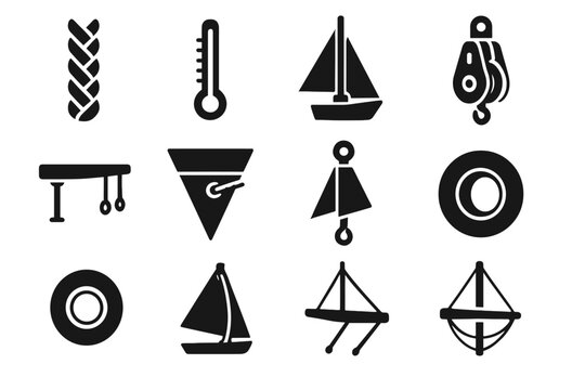 Pulley hoisting icons rigging gauge icon set from vector sail cradle arm