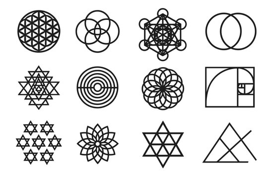 Vector pattern mandala geometry sacred icons icon life grid dome flower fibonacci