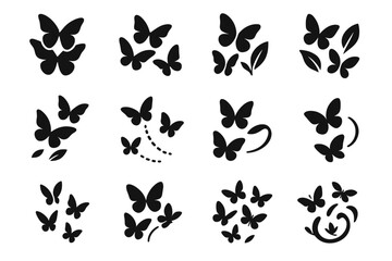 Leaf butterfly flutter dance collection swirl vector motion vertical near smooth icon