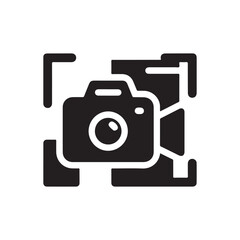 Black Camera and Video Capture Area Glyph Icon