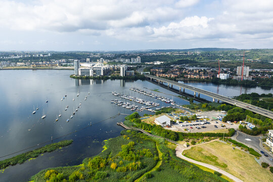 Aerial view of Cardiff Bay, the Capital of Wales, UK 2025