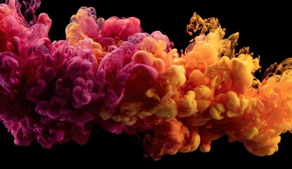 Abstract ink swirling on black background